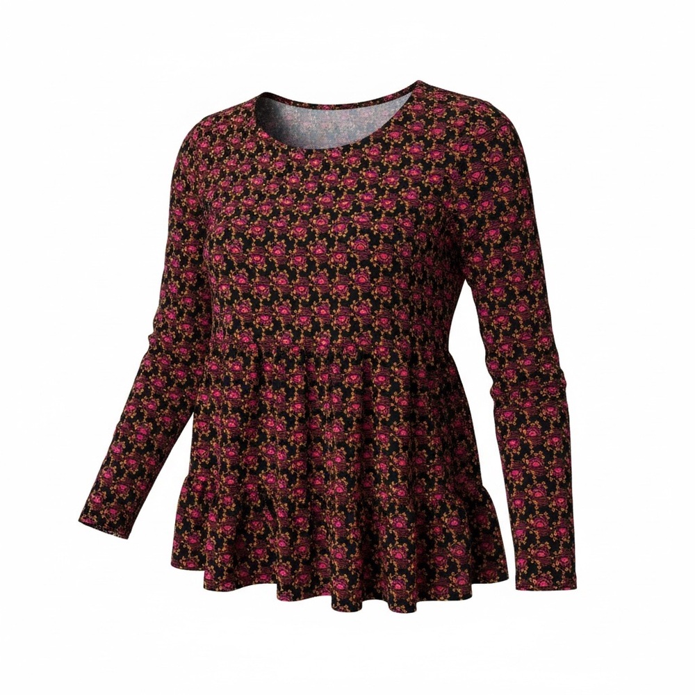 Jane and Delancey Black and Pink Floral Blouse (172) EUC